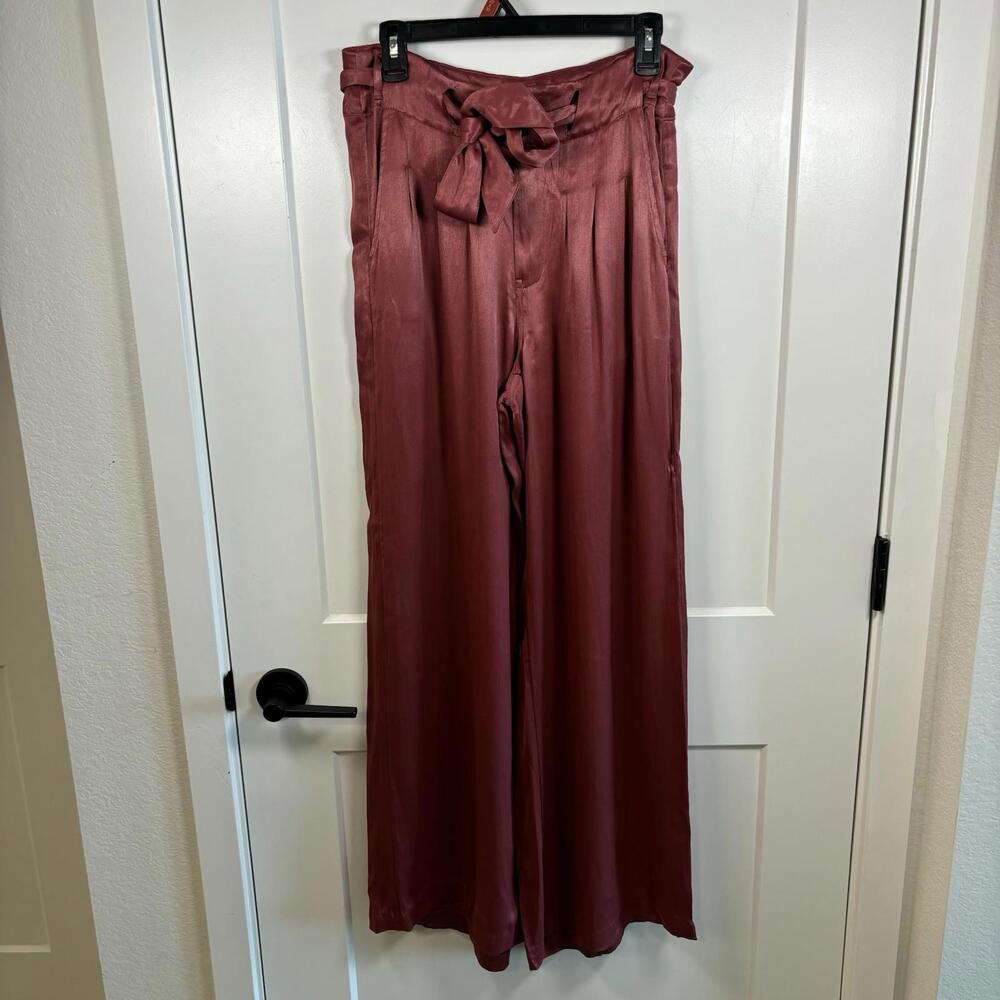 NWOT Sundance Satin Pants Trousers Pink Size 6 Tie Waist Work Office Vacation